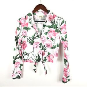Floral- L’Agence tie front blouse